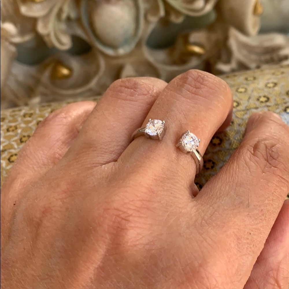 Sterling Silver Cuff Cubic zirconia Ring Band - Picture 8 of 8